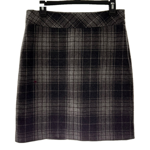 Eddie Bauer Women’s Skirt Grey Size 4 Plaid Tartan Wool Blend Lined EUC